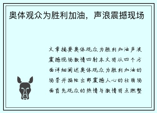 奥体观众为胜利加油，声浪震撼现场